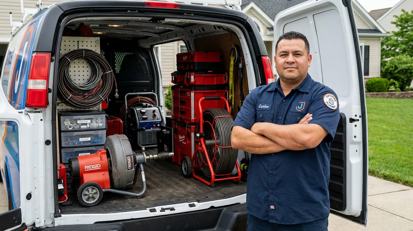 Professional drain cleaning equipment and Johns Plumbing LLC plumber in West Boylston
