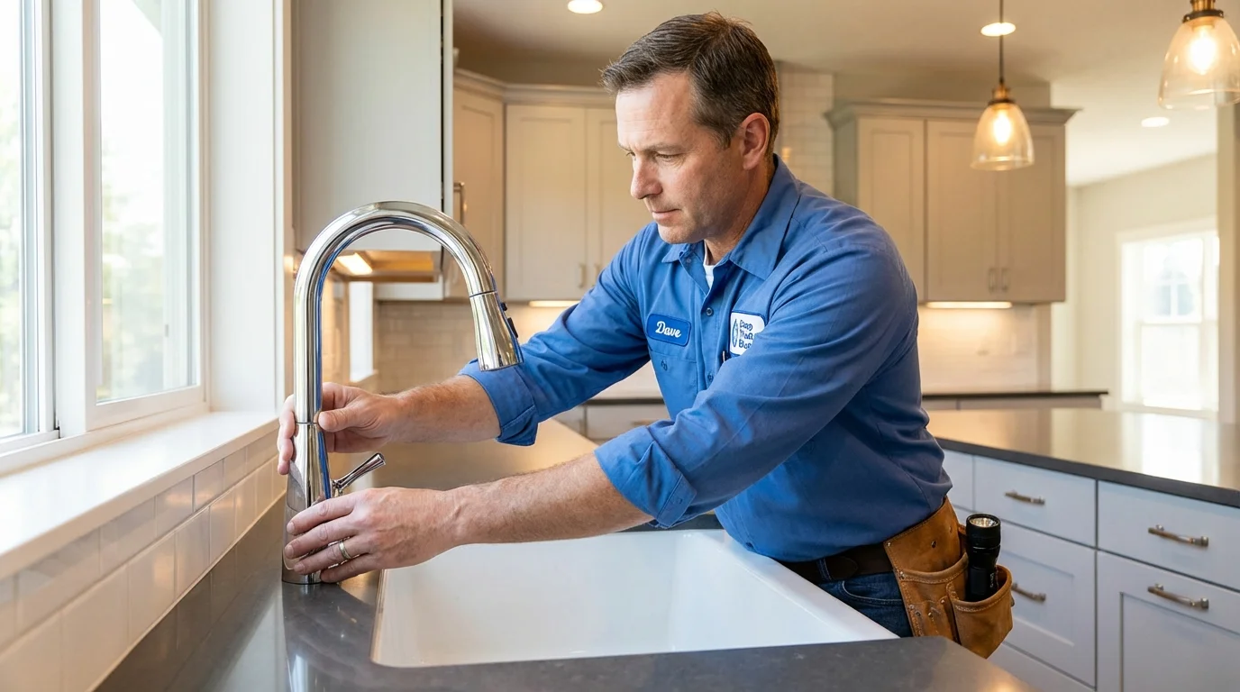 Kitchen faucet installation by Johns Plumbing LLC in West Boylston